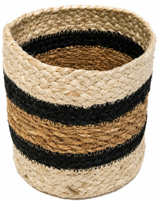 Fair Trade Mandje Beige/zwart Jute - Hogla 15cm x 15cm