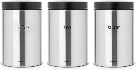 Brabantia Voorraadbus Set van 3 - 1,4 liter - Matt Steel Fingerprint Proof