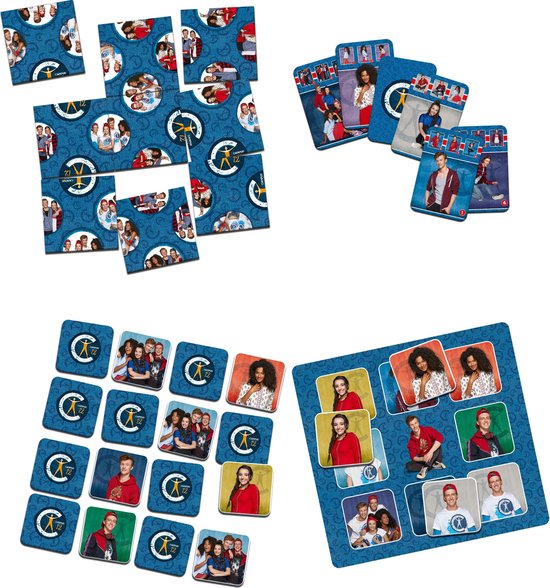 Inhoud van Campus 12 spellendoos met puzzel, kwartet, triple memo en lotto