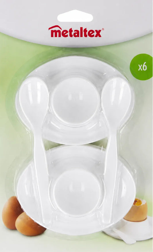 Metaltex Eierdopjes met Lepeltjes - Set van 12