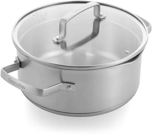 Greenpan Kookpan 20 cm met Glazen Deksel - RVS