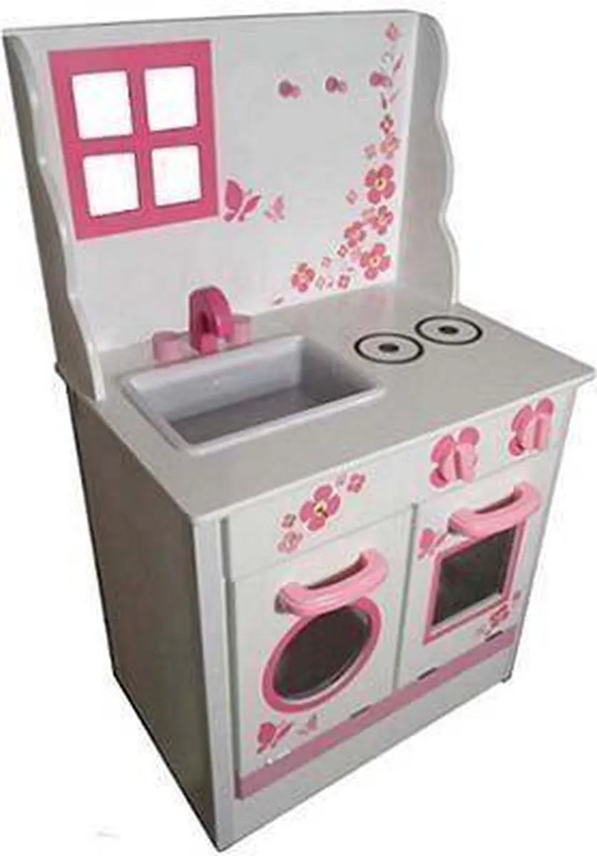 Playwood Houten Kinderkeuken Wit/Roze - 74 cm