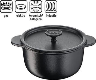 Tefal ronde gietijzeren braadpan 20 cm - Stevige pan voor bakken en braden