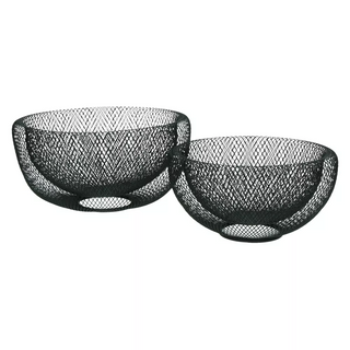 Pomax Kabu mandenset metaal set van 2 Ø 24 en 29 cm - zwart