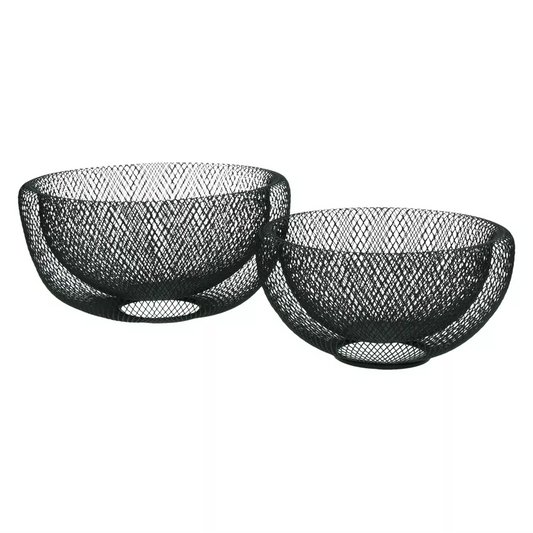 Pomax KABU Mandenset - Metaal Zwart - Ø 24/29 x H 12/15 cm (set van 2)
