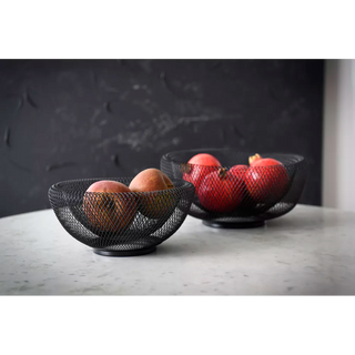 Pomax Kabu mandenset metaal set van 2 Ø 24 en 29 cm - zwart