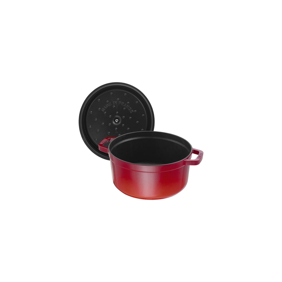 Staub Cocotte Rond 26 cm - Kersenrood – binnenzijde en deksel