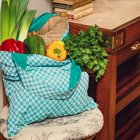 La Carafe Lagune boodschappentas turquoise – omkeerbaar en opvouwbaar