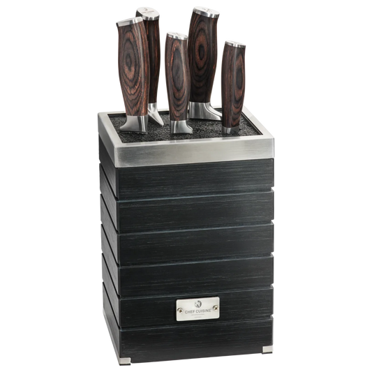 Sabatier Chef Cuisine Profi - Messenset Pakkahout met Bamboe Messenblok (6-delig)