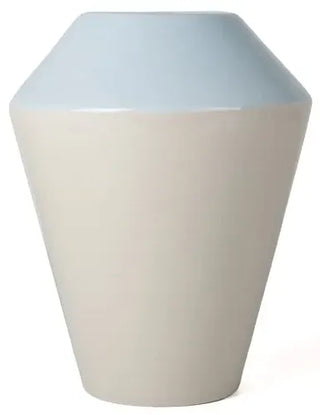 Fair Trade Duodip vaas keramiek Ø 13 x H 17 cm - blauw en crèmewit
