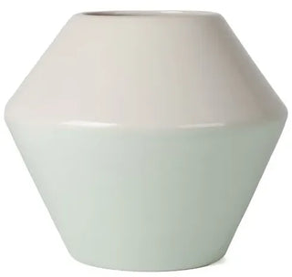 Fair Trade Duodip vaas keramiek Ø 13 x H 13 cm - mintgroen en crèmewit