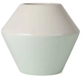 Handgemaakte Keramiek Vaas Fairtrade - Duodip Glazuur - Mintgroen/Crèmewit - ø13 x H13 cm