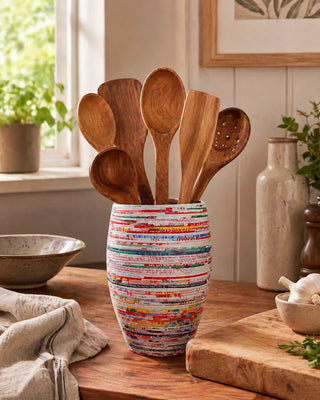 Fair Trade vaas rond gerecycled papier