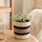 Fair Trade mandje beige/zwart van jute en hogla - 15 cm