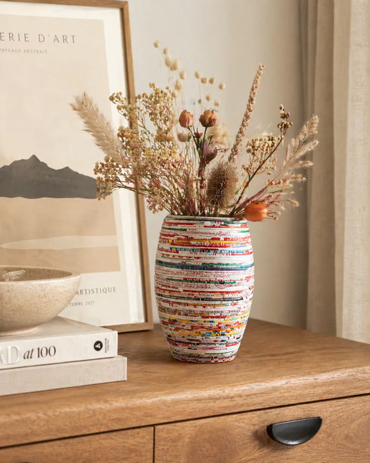 Fair Trade Vaas Rond Gerecycled Papier