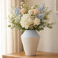 Handgemaakte Keramiek Vaas Fairtrade - Duodip Glazuur - Blauw/Crèmewit - ø13 x H17 cm