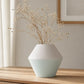 Handgemaakte Keramiek Vaas Fairtrade - Duodip Glazuur - Mintgroen/Crèmewit - ø13 x H13 cm