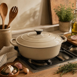 Le Bergier ovale cocotte taupe - 4,3 L stoofpan voor koken en braden