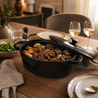Le Bergier ovale cocotte zwart - 4,3 L Stoofpan voor koken en braden