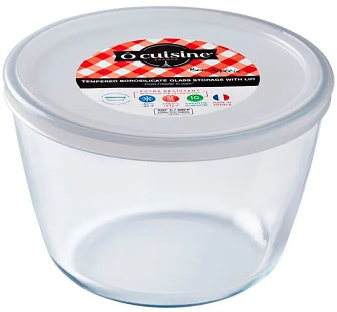O Cuisine Bewaarbox Glas met Deksel Rond - 1,6L