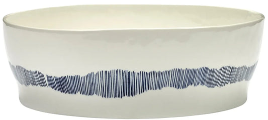 Serax X Ottolenghi Salad Bowl White Swirl Stripes Blue - 27,5xh9,5