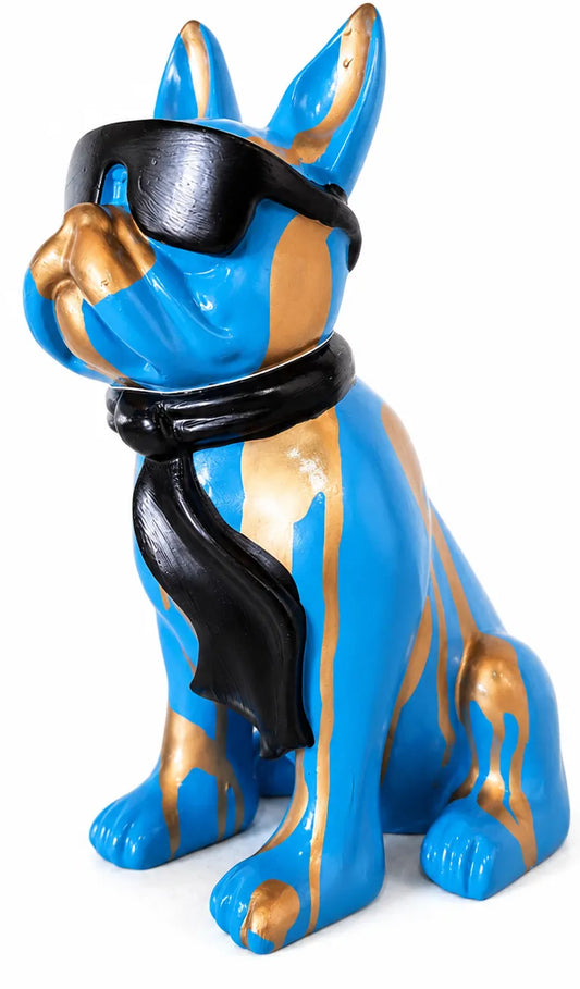 Blauwe Hond met gouden drip – 28 cm