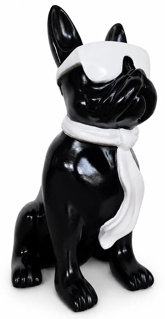 Zwarte/Witte Hond met Zonnebril – 40 cm