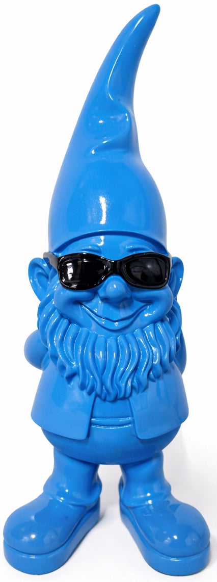 Kabouter blauw met zonnebril - 28 cm