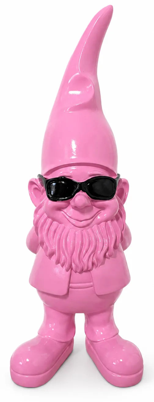 Coole Roze kabouter met bril - 28 cm