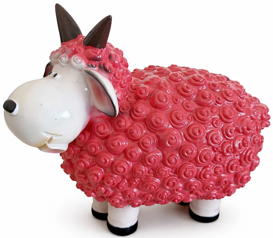 Roze schaap met hoorns - 23 cm