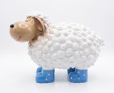 Wit schaapje met blauwe laarzen - 15 cm