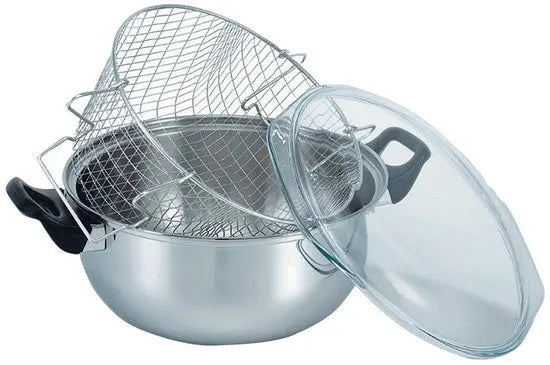 Beka frietpot RVS 26 cm met frituurmand en glazen deksel