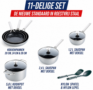 Blue Diamond Triple Steel Pannenset 11-delig - Keramisch RVS