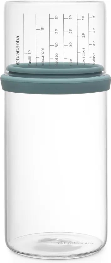Brabantia Glazen Voorraadbus met Maatbeker 1 liter - Blauwgroen