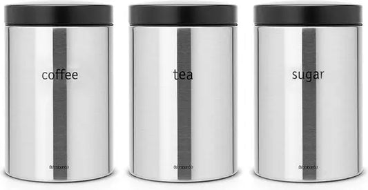 Brabantia Voorraadbus Set van 3 - 1,4 liter - Matt Steel Fingerprint Proof