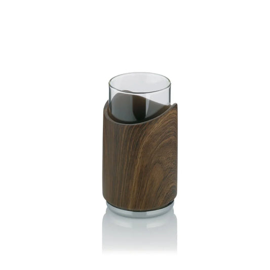Kela Fillis Badkamerbeker – Glas met Bruine Houder