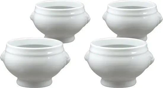 Cosy & Trendy Leeuwenkopje Soepkom Wit Porselein - Set van 4