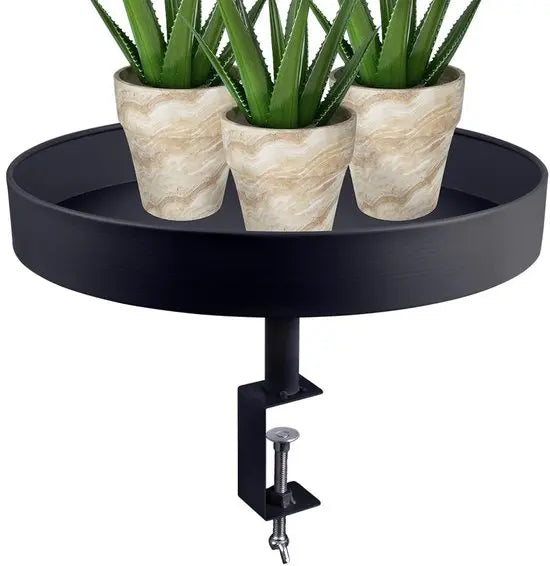 Decoratietray op standaard met klem 36 cm - Zwart staal