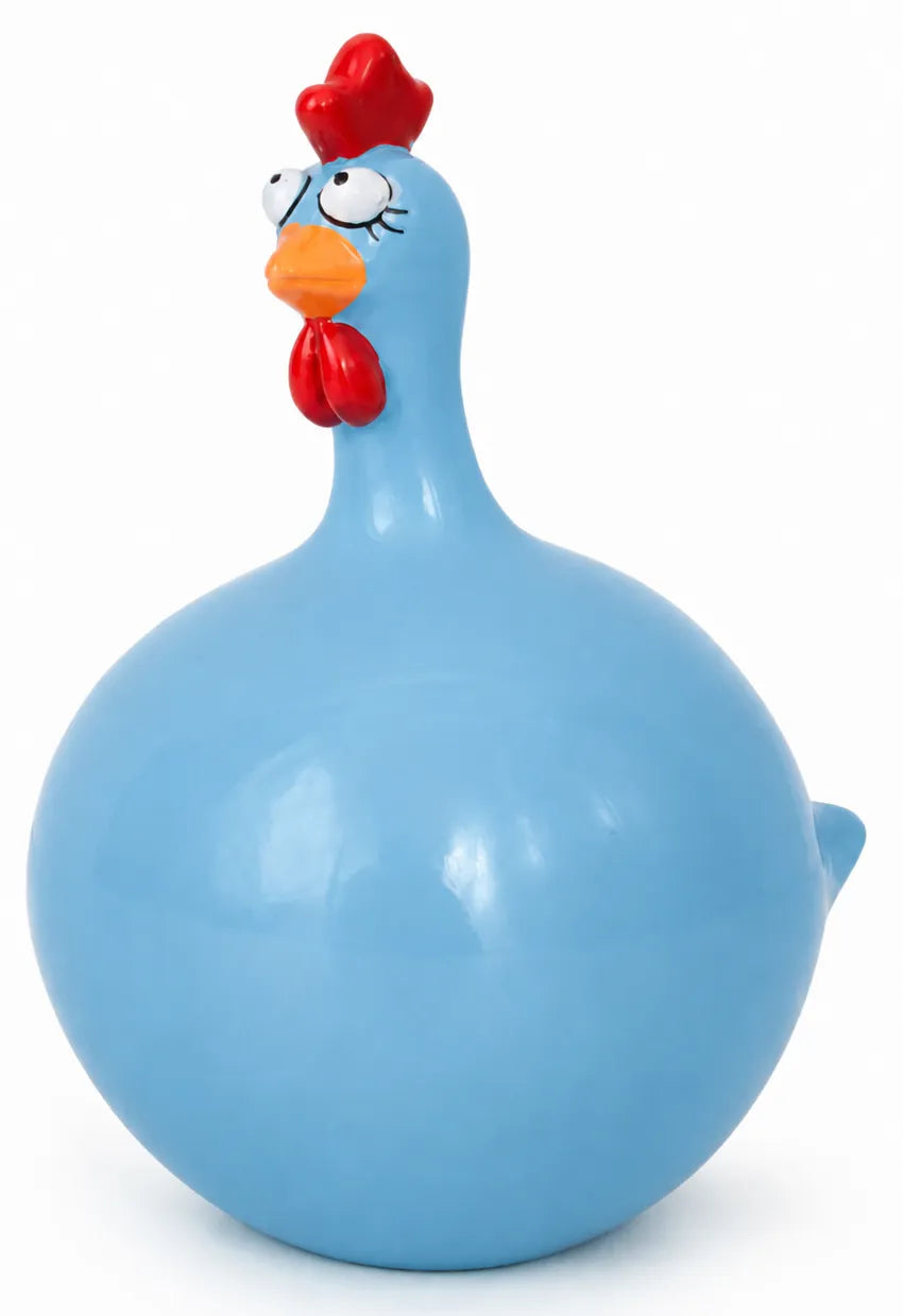 Turquoise kippenbeeldje - 23 cm