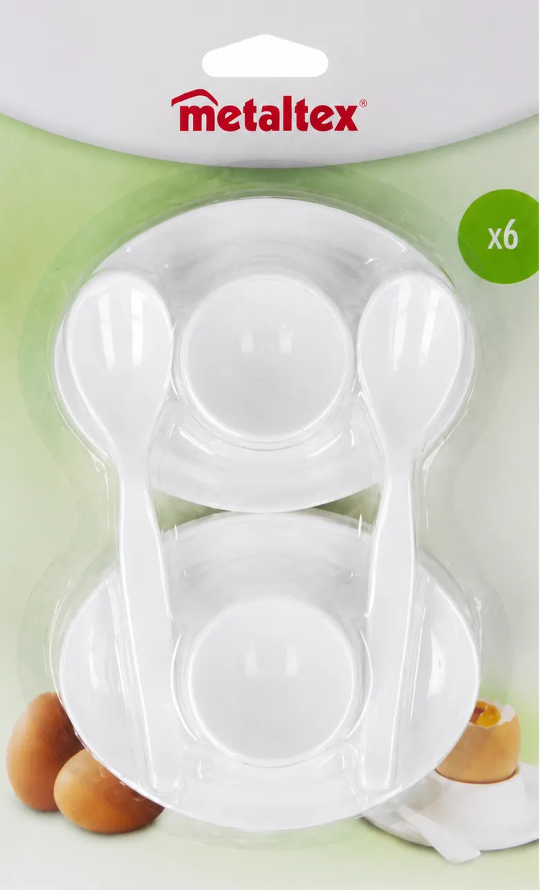 Metaltex Eierdopjes met Lepeltjes - Set van 12