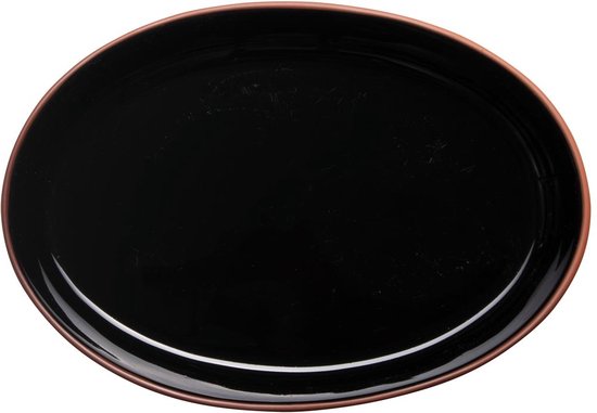 Bovenaanzicht van de Gusta ovenschaal 29,3 cm in zwart en terracotta