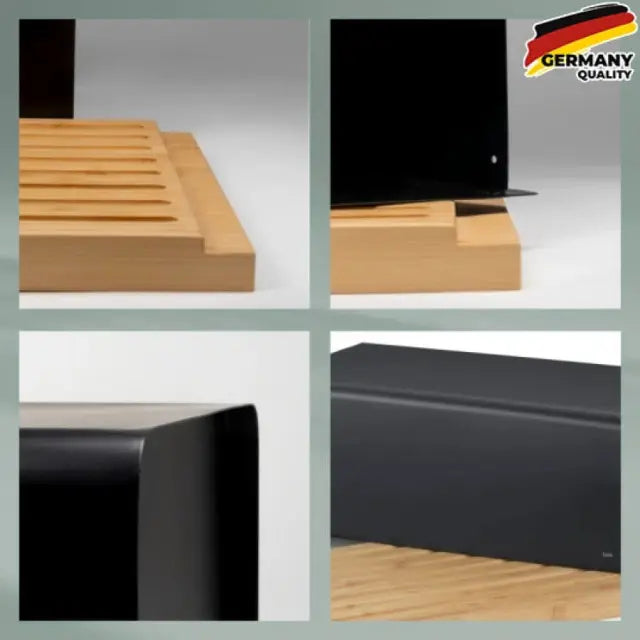 Kela Kiril Broodtrommel met Snijplank – Zwart Metaal/Bamboe 38x23x16 cm - foto 2