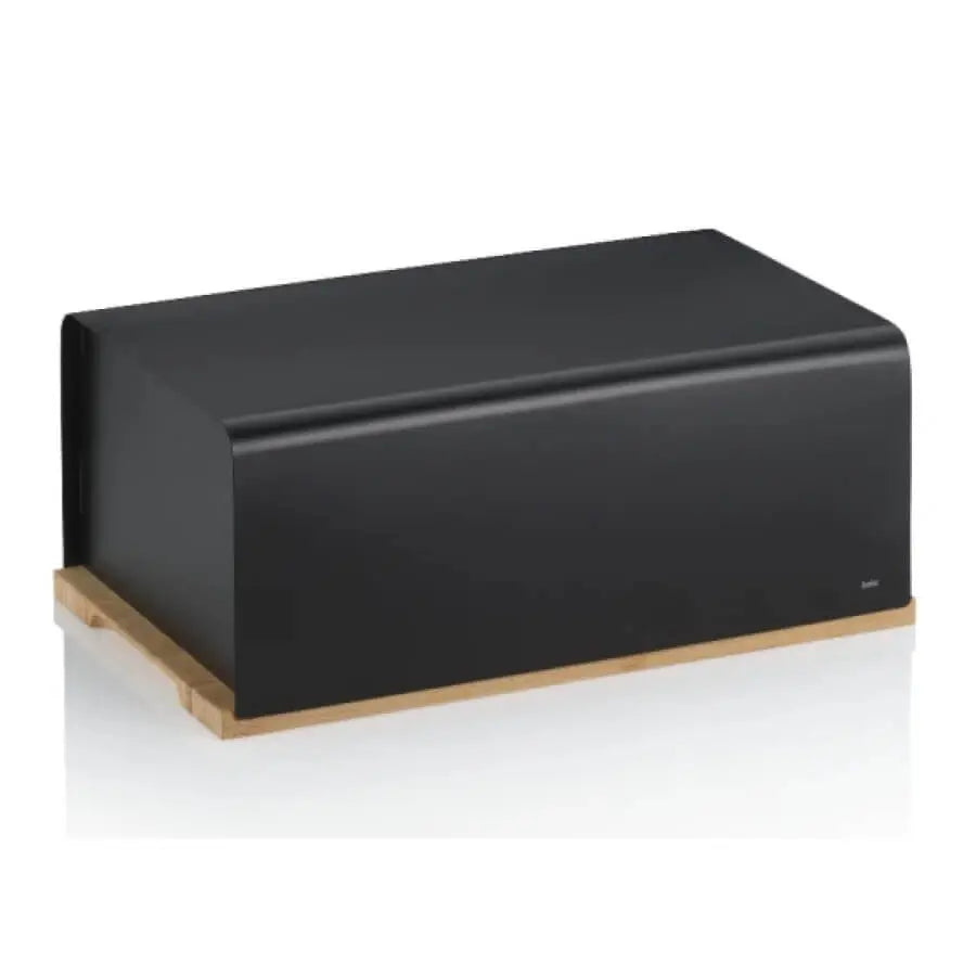 Kela Kiril Broodtrommel met Snijplank – Zwart Metaal/Bamboe 38x23x16 cm