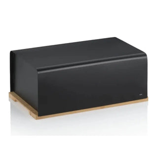 Kela Kiril Broodtrommel met Snijplank – Zwart Metaal/Bamboe 38x23x16 cm