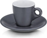 Kela Mattia Espressokop met Schotel Grijs 50 ml – Set van 2