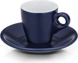 Kela Mattia Espressokopjes met Schotels Donkerblauw - Set van 2