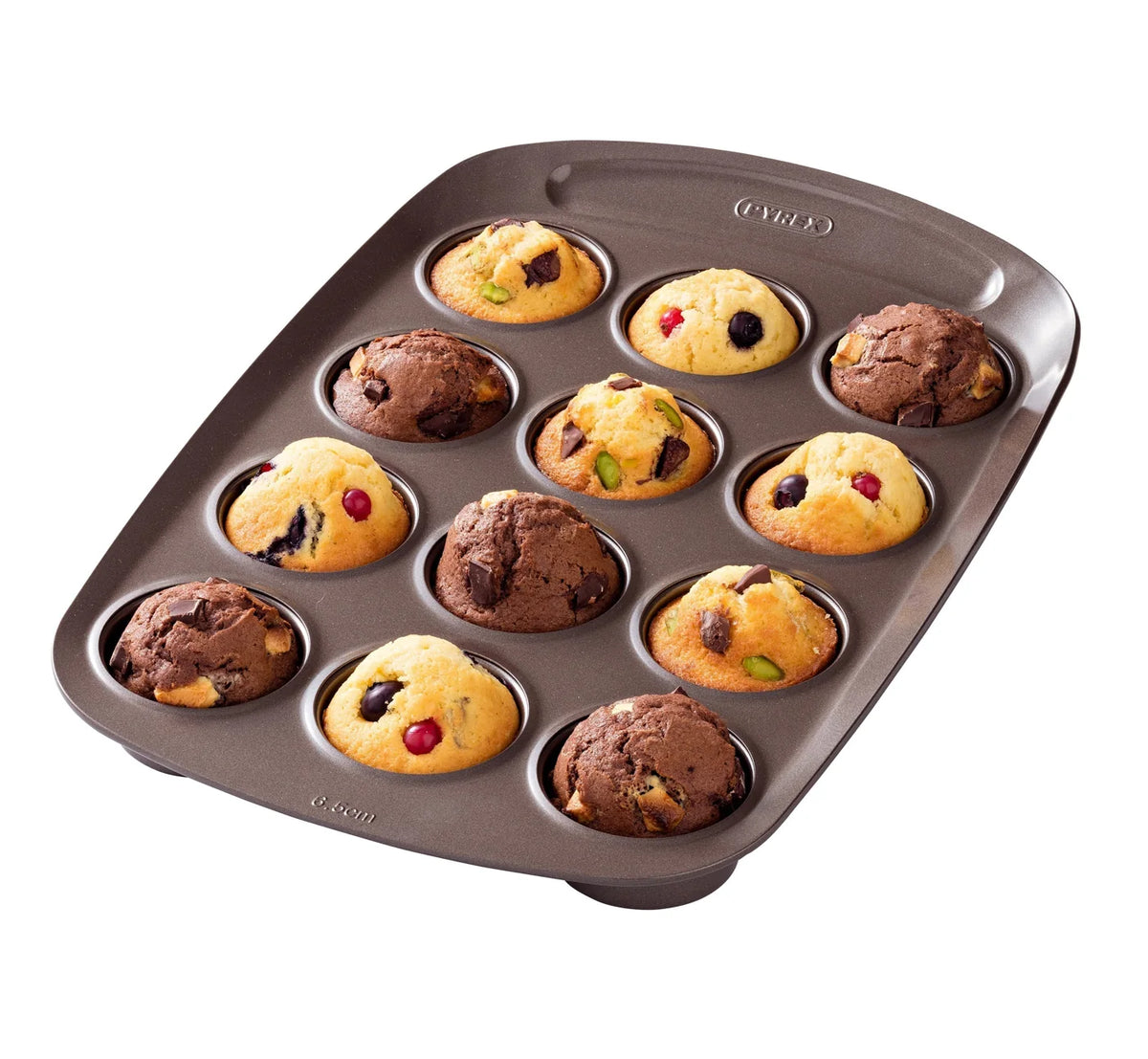 Pyrex Asimetria muffinvorm voor 12 muffins, gevuld