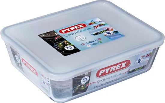 Pyrex Cook & Freeze Rechthoekige Schaal met Deksel 23x17x8 cm