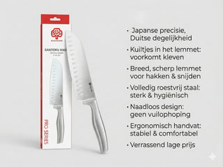 Schulte Ufer Pro Series santokumes 17 cm - Japans keukenmes voor groenten