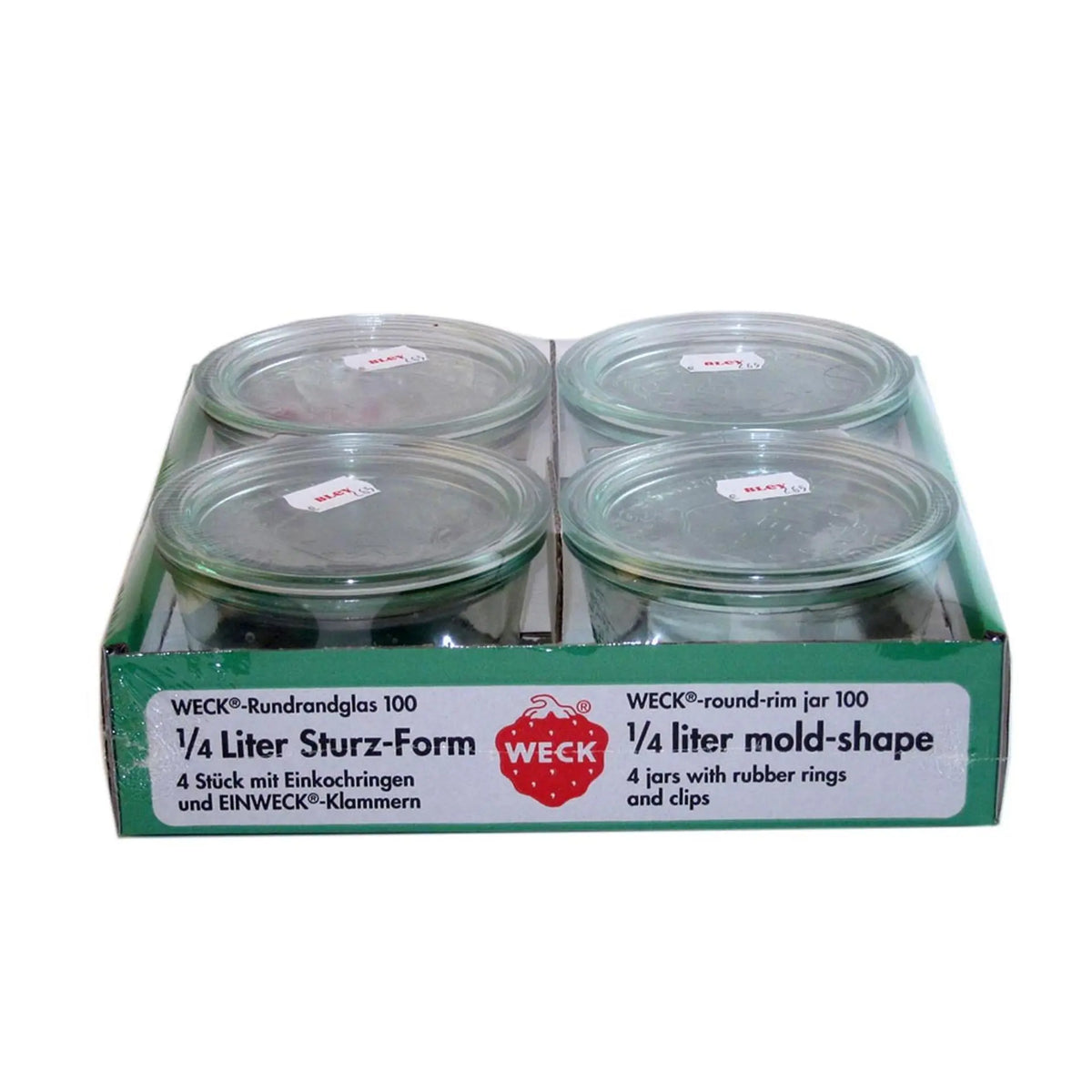 Set bokalen 1/4L met sluitclip en rubberen afdichting